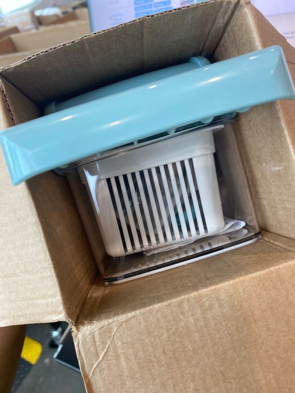 Photo 1 of *MINOR DAMAGE - USED*
Vegetable Chopper Food Slicer, MultiFuctional Kitchen Gadgets for Onion, Veggie, Cheese Grater, Vegetables Cutter With Large Container, Easy to Clean, With Bonus Brush and Fork (Blue)