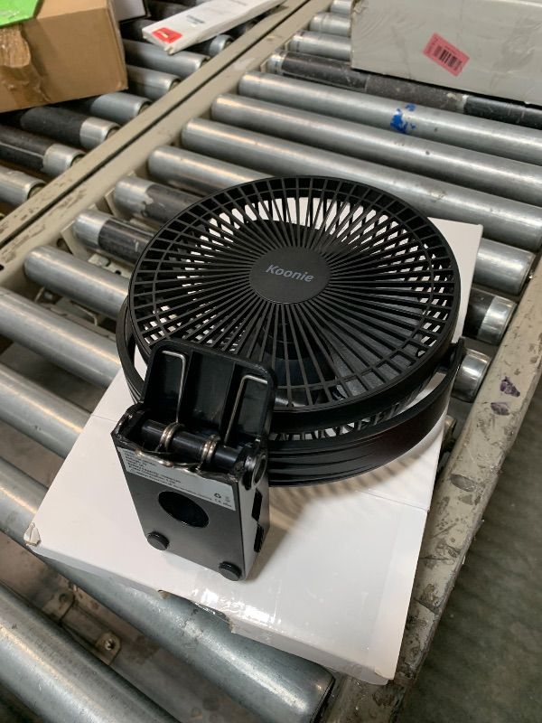 Photo 1 of ***Clip on the bottom is broken ***Koonie 10000mAh Clip on Fan Rechargeable, 8-Inch Battery Operated Desk Fan, USB Fan with 4 Speeds, Strong Airflow Sturdy Clamp for Golf Cart Office Desk Outdoor Travel Camping Tent Gym Treadmill,Black