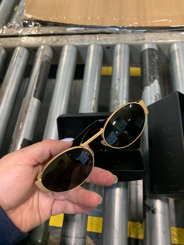 Photo 1 of ****MINOR DAMAGE***
Versace Unisex Sunglasses Matte Gold Frame, Dark Grey Lenses, 56MM