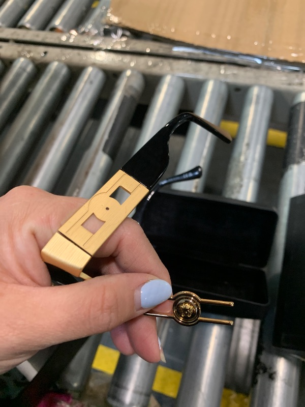 Photo 1 of ****MINOR DAMAGE***
Versace Unisex Sunglasses Matte Gold Frame, Dark Grey Lenses, 56MM