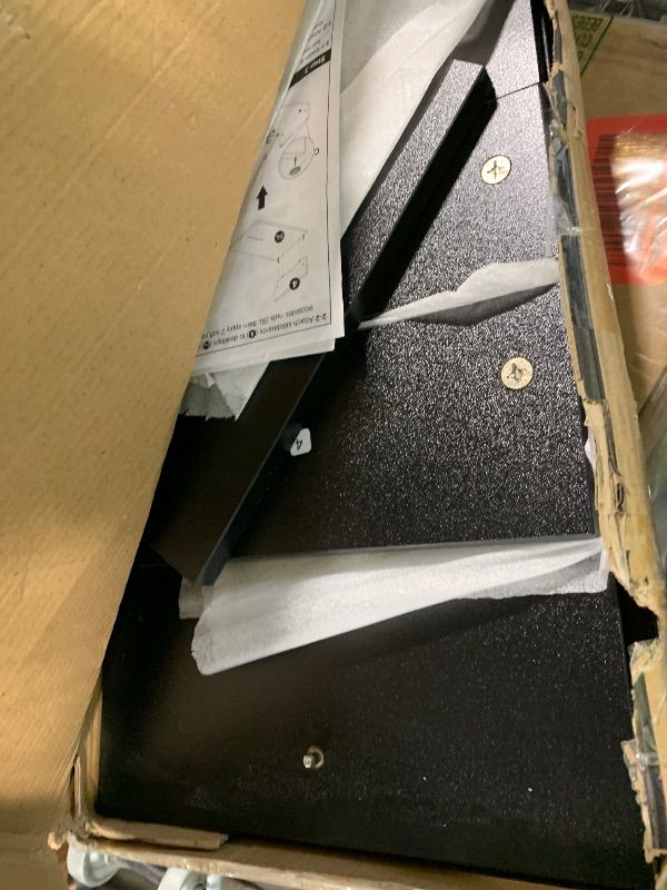 Photo 1 of ****MISSING HARDWARE, SELLING FOR PARTS, FINAL SALE***BONTEC Dual Monitor Stand Riser with Smartphone Holder, Adjustable Length & Swivel Angle, Ergonomic Wooden Desktop Organizer for PC Monitor, Laptop, Printer, Large Storage, Black****MISSING HARDWARE, S