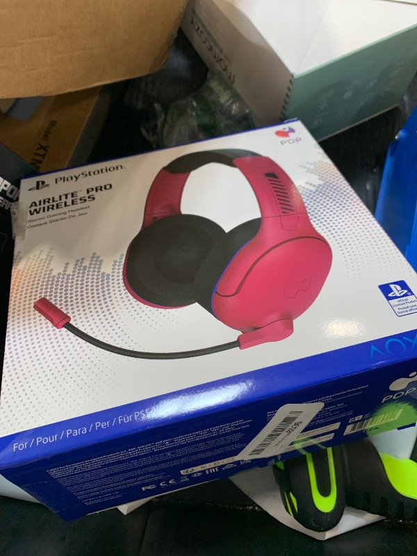 Photo 1 of *UNTESTED*
PDP AIRLITE Pro Wireless Stereo Gaming Headset, Officially Licensed by Sony PlayStation 5, PS5/PS4/PS3/PC, Lightweight Durable 40 Foot Connection, Noise-canceling Flip-to-Mute Mic, Cosmic Red