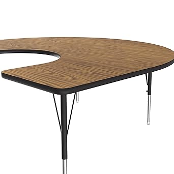 Photo 1 of ***NO LEGS*** Correll 60"x66" Horseshoe Shaped Classroom Activity Table, Height Adjustable (19"-29"), Medium Oak Durable Thermal Fused Laminate, School Furniture, Made in The USA