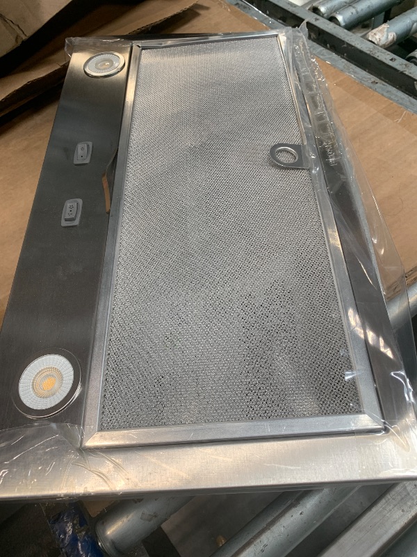 Photo 1 of ***DAMAGE***
***FUNCTIONAL: NO***

Broan-NuTone PM300SS Custom Power Pack Range Hood Insert with 2-Speed Exhaust Fan and Light, 300 Max Blower CFM, Stainless Steel, 21-Inch Built