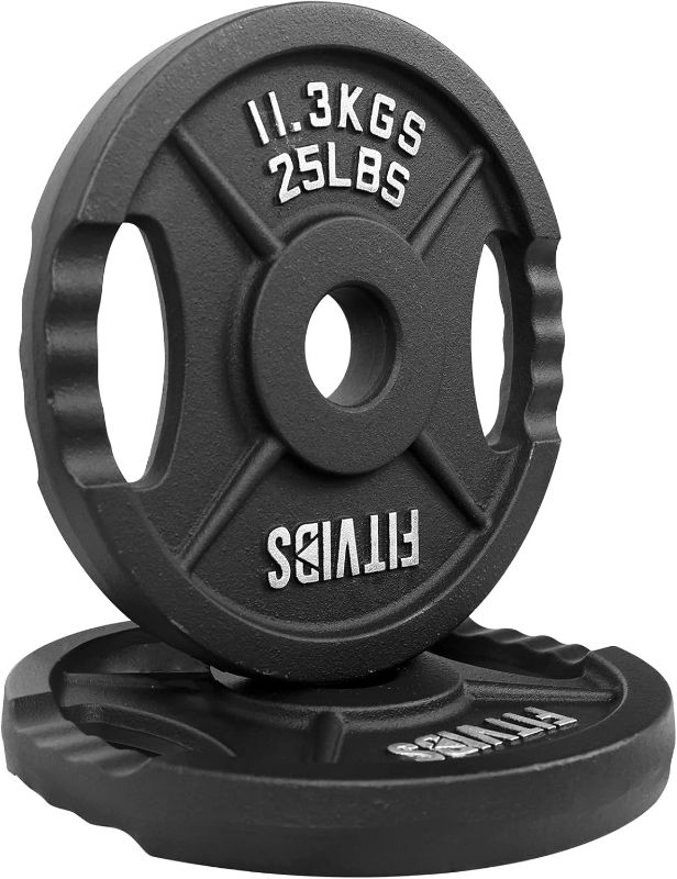 Photo 1 of 
Fitvids Olympic 2-Inch Cast Iron Plate Weight Plate for Strength Training and Weightlifting, Two Hole Style, 25LB Pair