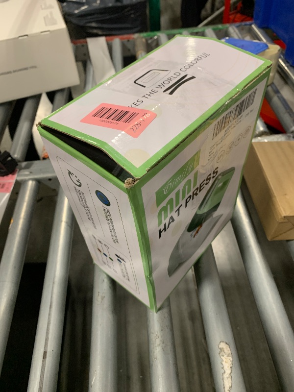 Photo 1 of ** MISSING PARTS/VERY USED***Gimify Hat Press Machine, 3 Heating Levels Mini Heat Press with 6.3"x3.4" Ceramic-Coated Heat Plate, Curved with Safety Base & Auto-Off, Portable Black-Green