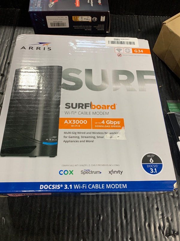 Photo 1 of ARRIS (G34) - Cable Modem Router Combo - Fast DOCSIS 3.1 Gigabit WiFi 6 (AX3000), Approved for Comcast Xfinity, Cox, Spectrum & More, 1 Gbps Max Internet Speeds