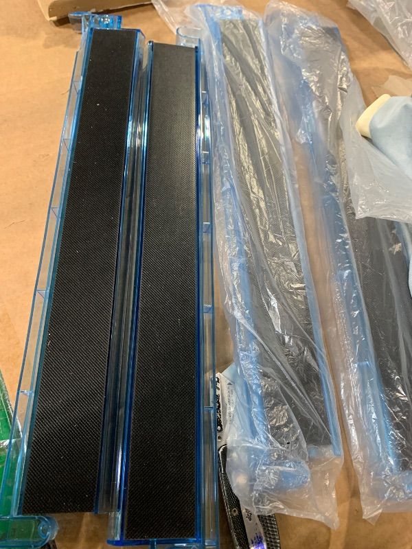 Photo 1 of ****NO RETURNS  AND OR REFUNDS****It has a broken part****  WOOIIROM Mahjong Racks with Pushers, Anti-Slip Design Clear All-in-One Mahjong Racks and Pushers - Modern American Mahjong Tile Racks Set of 4 (Light Blue)