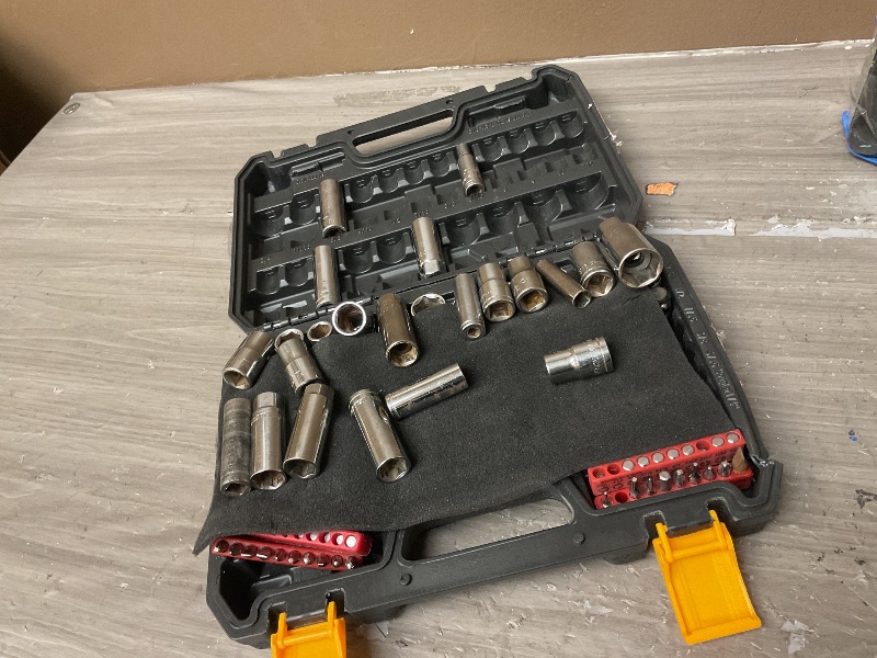 Photo 1 of ELEAD 3/8" Drive Impact Socket Set, 96-Piece Deep & Shallow Socket Set Metric and Standard Full with Adapters, Ratchet Handle, Universal Joint, Extension Bar, Screwdriver Bit Sets, Spark Plug Sockets