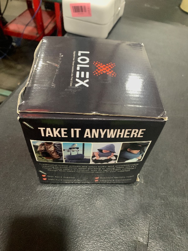 Photo 1 of LOLEX™ Hooded Pro Travel Pillow - Memory Foam Neck Support Pillow for Airplane, Flight - Super-Soft Pure Cotton Fabric, Maximum Privacy & Light-Block Design, Lightweight Full Travel Kit - Dark Grey