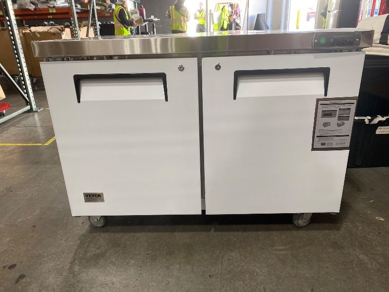 Photo 1 of cooler depot Commercial Under Counter Refrigerator with Worktop 2 doors 48 Inches Width 13 Cu. Ft. 2 Shelves Cold Table Stainless Steel 33°F~41°F 115V/60HZ-AUR-12376