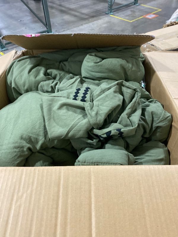 Photo 1 of MaiRêve Embroidery Comforter Set, Boho Farmhouse Western Bedding Set, All Season Bed in A Bag Comforter Set with Sheets, Pillowcases & Shams, Olive Green Oversized Queen 7 Pieces