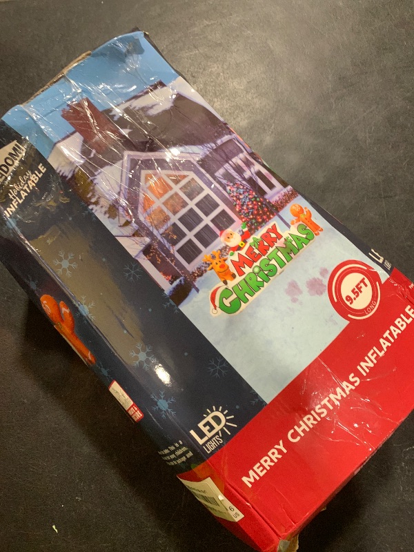 Photo 1 of Joiedomi Christmas Inflatable Merry Christmas Sign with Santa, Reindeer & Gingerman, Christmas Inflatable Decoration with Build-in LEDs for Xmas Party Outdoor Yard Garden Lawn Winter Decor