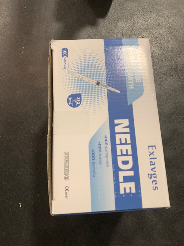 Photo 1 of 100 Pack Disposable 3ml/cc Lab Syringes with 23Ga 1 Inch Needle Luer Lock, Individually Sealed Packed