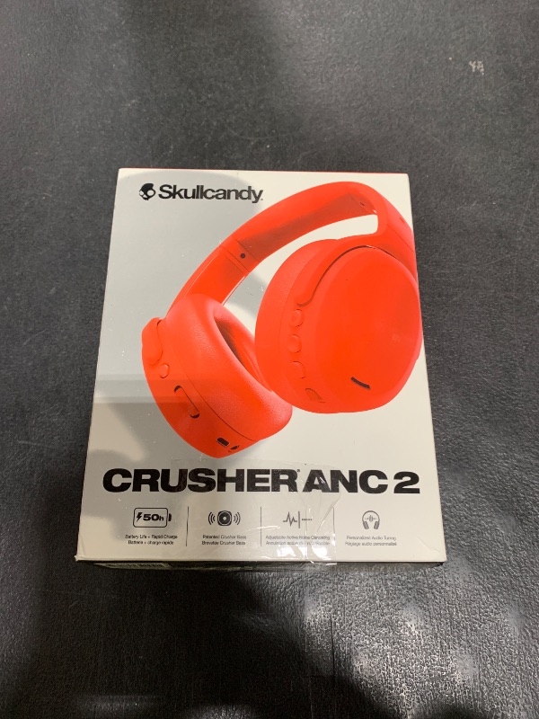 Photo 1 of Skullcandy Crusher ANC 2 Wireless Over-Ear Bluetooth Headphones with Multi-Sensory Bass, Active Noise Cancelling, Up to 60 Hours Battery, Microphone for iPhone Android - Plasma