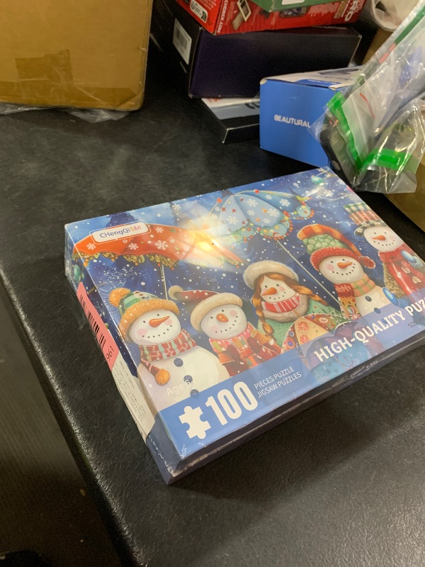 Photo 1 of 100 Piece Puzzles for Kids, Christmas Snowman 100 Piece Puzzles for Adults 100 Pieces Christmas Puzzle for Seniors Kids Ages 4-8 Christmas Jigsaw Puzzle for Seniors Teens Brain Teaser