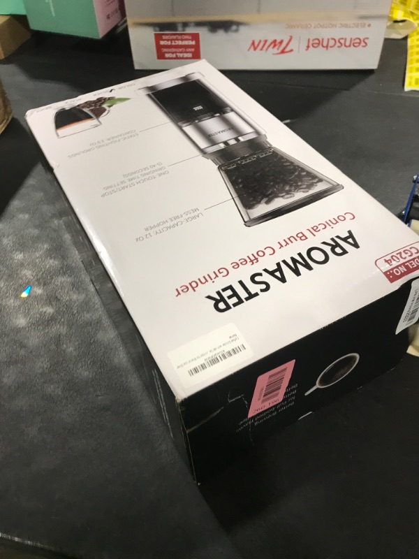 Photo 1 of Aromaster Burr Coffee Grinder with 48 Gind Settings, Conical Coffee Bean Grinder for Home Use,Stainless Steel,40 Seconds Adjustable Timer,Anti-static,Easy to Clean with Brush