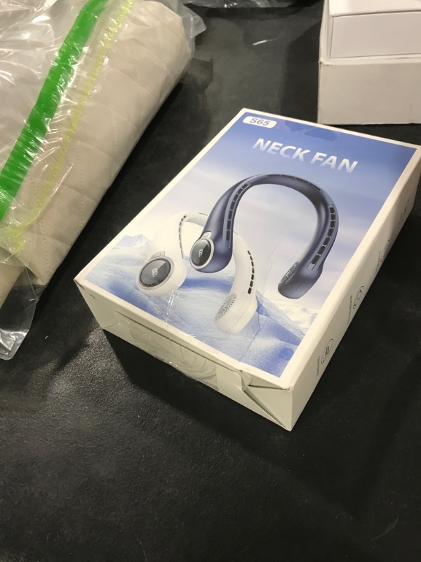 Photo 1 of ZHZW Portable Neck Fan with 6000mAh USB - Rechargeable Battery, Ultra-Light Bladeless Neck Fan LED Display, 360° Cooling Wearable Fan, 3 Speeds (White)