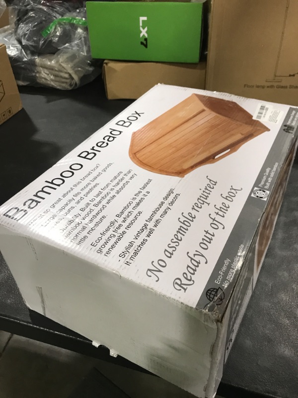Photo 1 of Large bread box bread basket wooden box storage boxes kitchen counter organizer, roll top breadbox. bread boxes for kitchen countertop. Bamboo wooden boxes. (Natural)