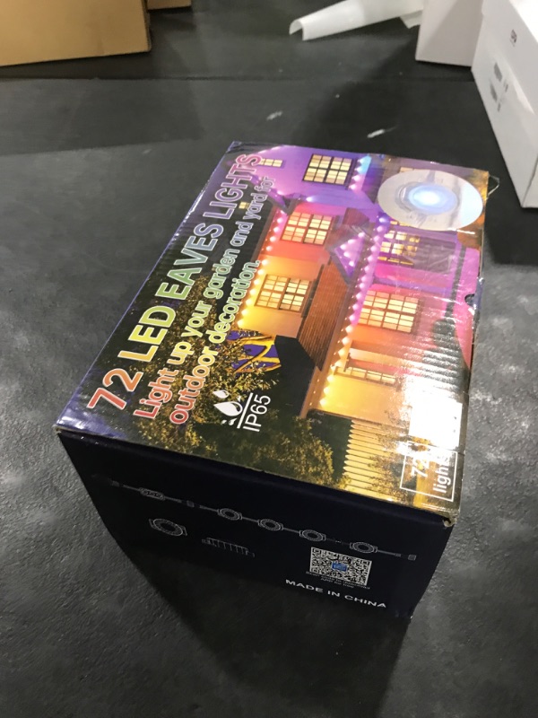 Photo 1 of VCOKEN Permanent Outdoor Lights, 111FT with Smart 72 RGB LED Light for House & Outdoor Decor, DIY Scene Mode, IP65 Waterproof Eaves Lighting with App Control Remote for Christmas and Holiday Decor