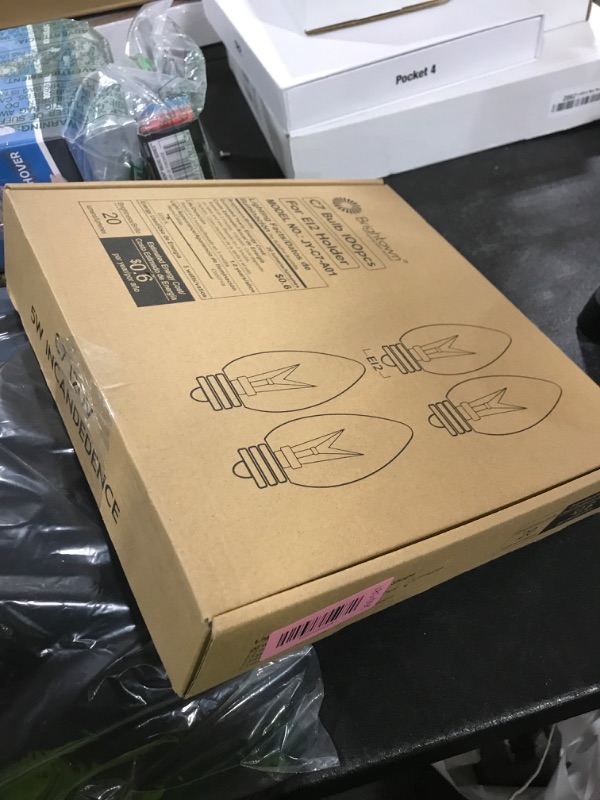 Photo 1 of 100 Pack C7 Christmas Replacement Light Bulbs, C7 Clear Incandescent Bulb for Christmas String Light, E12 Candelabra Base, 5 Watt, Clear