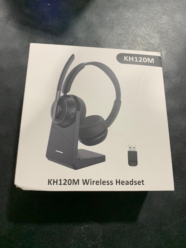 Photo 1 of (2025 Upgraded) Wireless Headset with Mic for Work, Bluetooth Headset with Noise Canceling Microphone with Dongle, Charging Base & Mic Mute, Wireless Headphones for Work from Home/PC/Computer