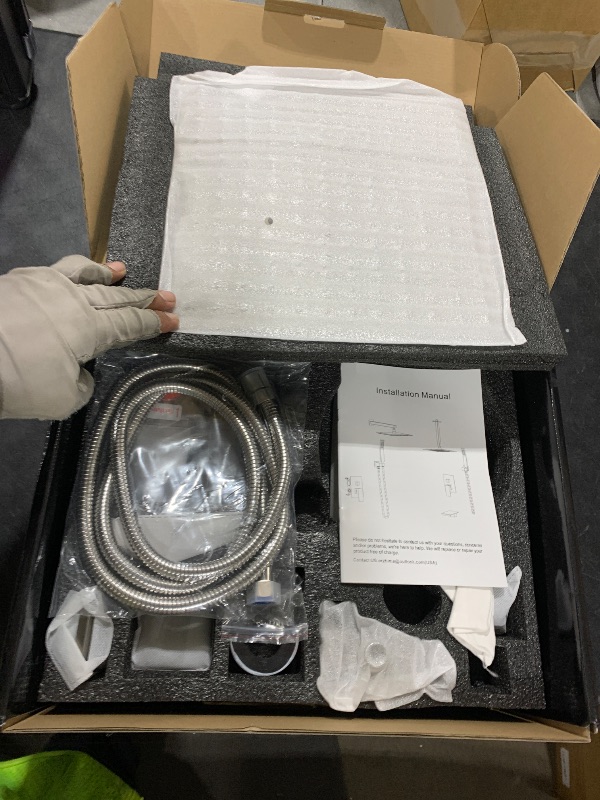 Photo 1 of KENES Brushed Nickel Tub Shower Faucet Set Complete, Tub and Shower Trim Kit with 10-Inch Rain Shower Head, Square Shower System, KE-6024A (Shower Valve Included)