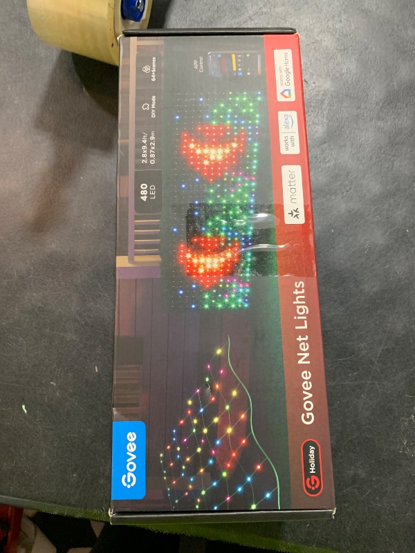 Photo 1 of Govee Outdoor Net Lights, 2.8*9.4ft with RGBIC and DIY Functions, 480 LEDs Smart Net Lights with 64 Modes for Bush Patio Decor, Compatible with Alexa & Google Assistant, Outdoor Waterproof, Green Wire