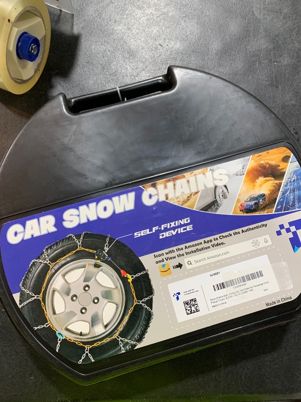 Photo 1 of Snow-Chains Auto Fixing 1 Min Quick Fit Easy Installation Tire-Chains, Portable Reusable Universal Emergency Tire Traction Chain for Passenger Car, Pickup Trucks and SUV - Set of 2 (HKN-140)