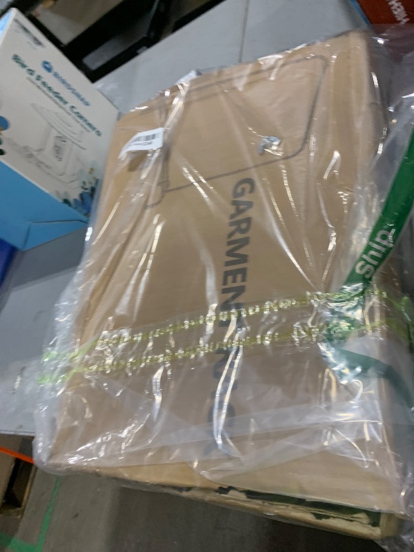 Photo 1 of JIUYOTREE Metal Clothing Rack, 43.3 Inches Clothes Garment Coat Rack with Bottom Shelf for Hanging Skirts, Shirts, Sweaters, White