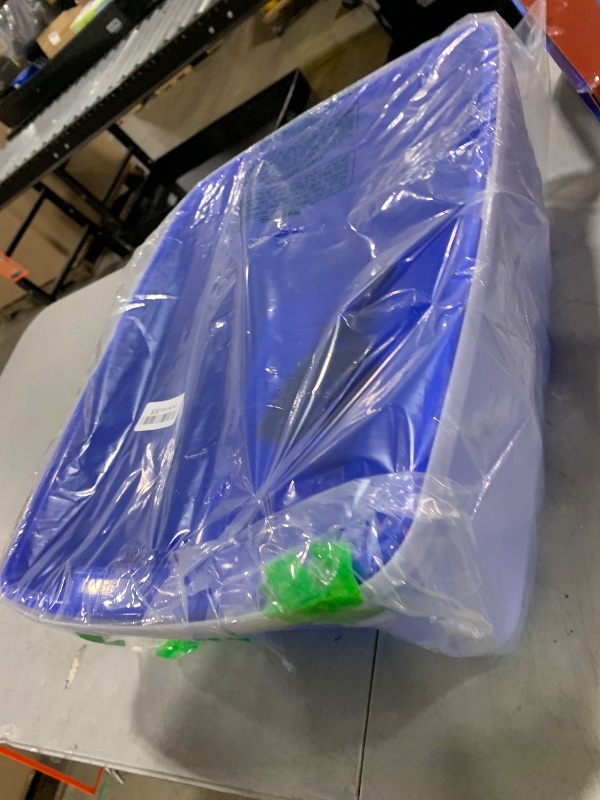 Photo 1 of IRIS USA Large Cat Litter Box with Scatter Shield and Scoop, Open Top High Sided Cat Litter Pan, Blue