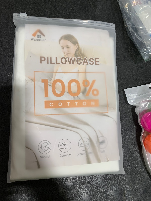 Photo 1 of Warmstar Cotton Pillow Cases Standard Size Set of 2, 600 Thread Count Pillowcases 20x26 Inches, Soft Long Staple Cotton Pillowcases Breathable with Envelope Closure,White