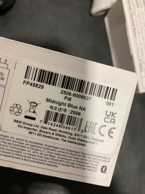 Photo 1 of Bowers & Wilkins Pi8 Wireless Bluetooth Earbuds (Midnight Blue), in-Ear Bluetooth Earphones with Qualcomm & aptX Lossless, Active Noise Cancelling Earbuds, 3 Built-in Mics, 15-Min Quick Charging