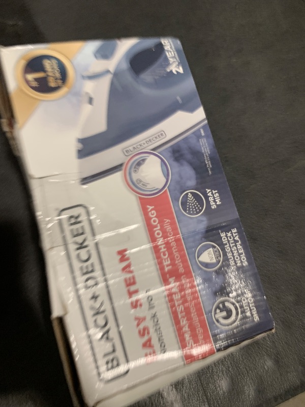 Photo 1 of BLACK+DECKER Easy Steam Compact Iron for Clothes, Automatic Shutoff, Nonstick Plate, Light Weight, 1200 Watts