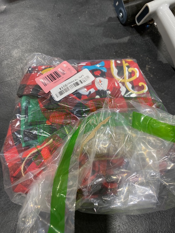 Photo 1 of 10 PCS Christmas Drawstring Gift Bags with Tags, Buffalo Plaid Xmas Gift Bags Assorted Sizes Bulk, Cotton Fabric Holiday Gift Bag Large Medium Small Wrapping Bag for Xmas Presents Decor Party Favors