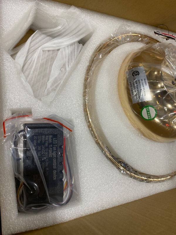 Photo 1 of Crystal Ceiling Fan Fandelier with Lights-Ceiling Fans,50" Low Profile and Remote Control, Flush Mount, Reversible, Dimmable, Noiseless, Gold Ceiling Fan for Bedroom