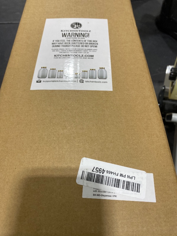 Photo 1 of 1 Gallon Glass Water & Lemonade Dispenser with Wooden Lid & Stand – Mason Jar Beverage Dispenser with Stainless Steel Spigot, Measurement Marks – Drink Server for Parties, Events, Home Use