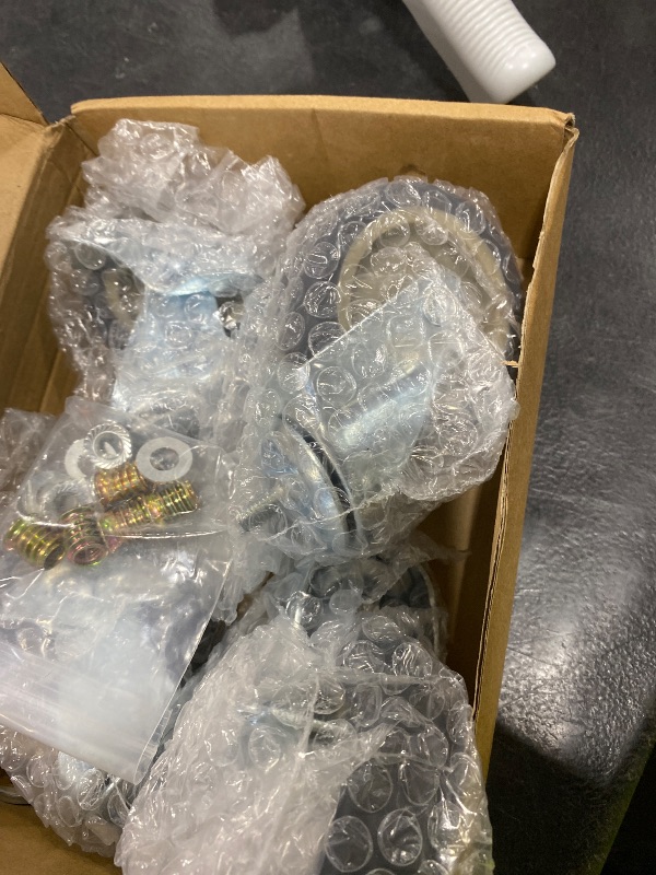 Photo 1 of 3 THREADED STEM CAST TROLLY WHEELS SILVER