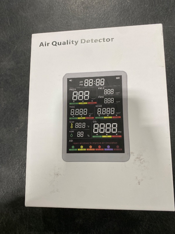 Photo 1 of Professional Indoor Air Quality Monitor with AQI Alarms, Portable Real-Time Detector for Home Cars Plants and Pets (Cold White)