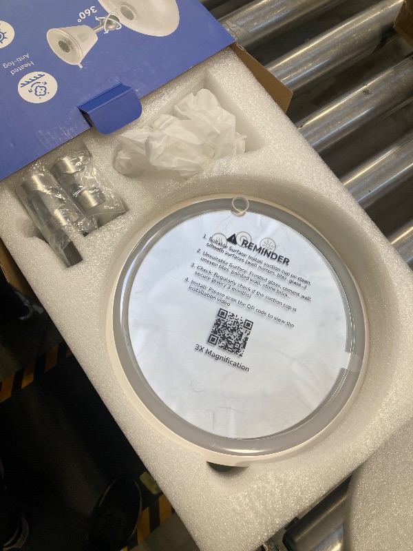 Photo 1 of Gospire 3X Magnifying Heated Shower Mirror Fogless for Shaving, 5000mAh Battery, 360° Swivel & Magnetic Design, 8.3” Anti-Fog Shower Shaving Mirror with 3 Color Lights, Includes 2PCS Adhesive Hooks