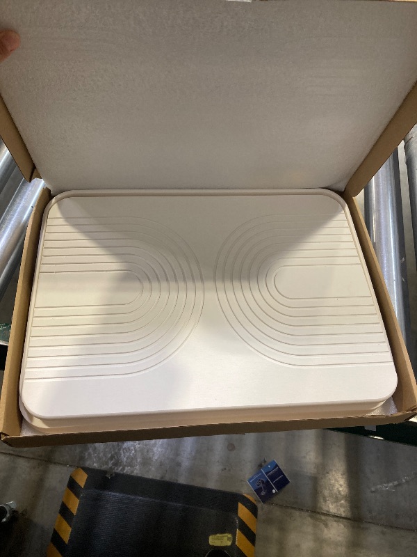 Photo 1 of 2 PCS Stone Dish Drying Mat ? Silicone Mat for Kitchen Counter – Diatomaceous Earth Bath Mat for Bathroom, 16.14"L×12.4"W×2 Quick Dry Mats for Dishes ,Bottles, Cups, Match Any Countertop(White)