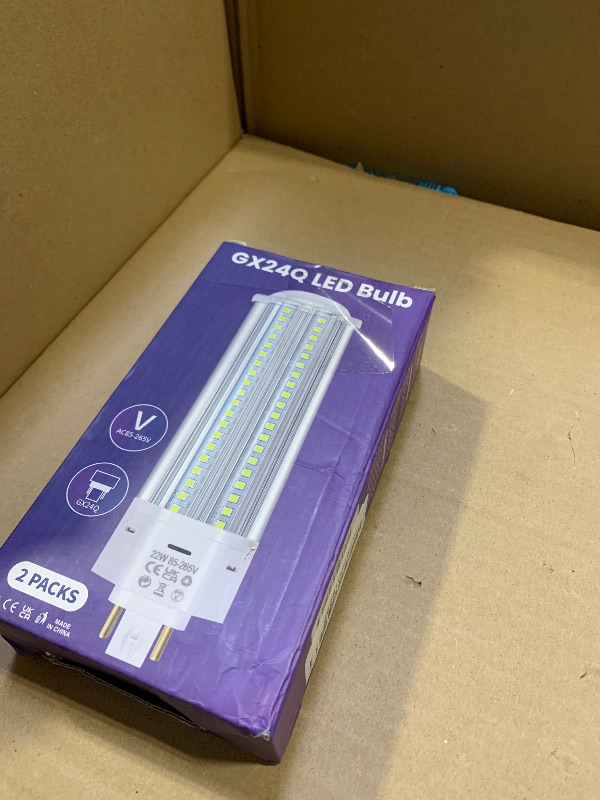 Photo 1 of Aluxcia GX24QG24Q LED 4-Pin Base Light Bulb 22W (42W CFLCompact Fluorescent Lamp Equivalent) GX24 LED PL-C Recessed Lamp, RemoveBypass The Ballast, 6000K, 2-Pack, 22 Watts, 2 Pack, Daylight