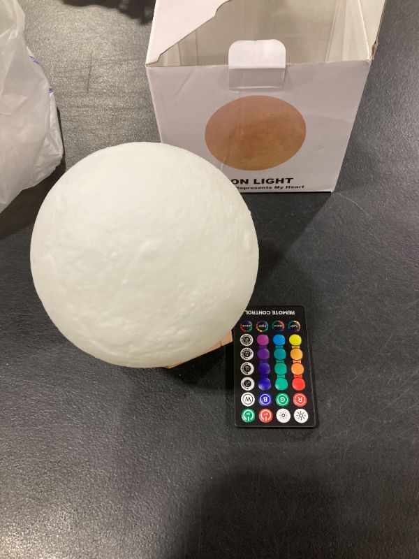 Photo 1 of LOGROTATE Moon Lamp, 16 Colors LED Night Light for Kids 3D Printing Moon Light with Stand& Remote/Touch Control & Timing, Moon Light Lamp for Kid Friend Birthday Gifts, Room Decor (Diameter 4.8 INCH)