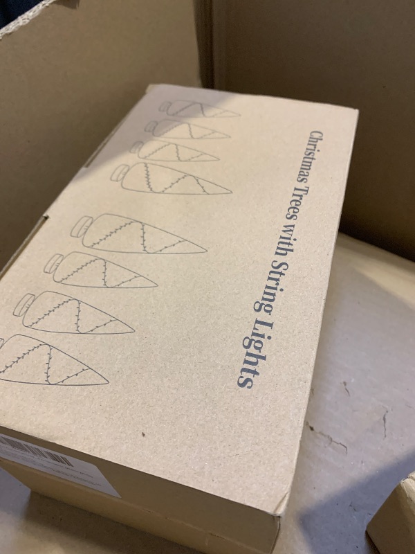 Photo 1 of 8 PCS Mini Christmas Trees, 2 Modes Artificial Bottle Brush Trees with Timer LED String Lights Desktop Small Pine Trees with Wooden Base for Home Xmas Decor (Warm White)