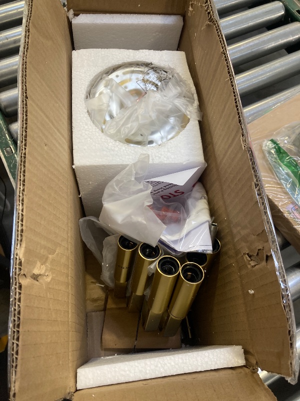 Photo 1 of ACANER Brushed Gold Chandeliers for Dining Room, 6-Light Modern Farmhouse Chandelier, Brass Candle Style Hanging Light Fixture for Living Room Bedroom Kitchen Island