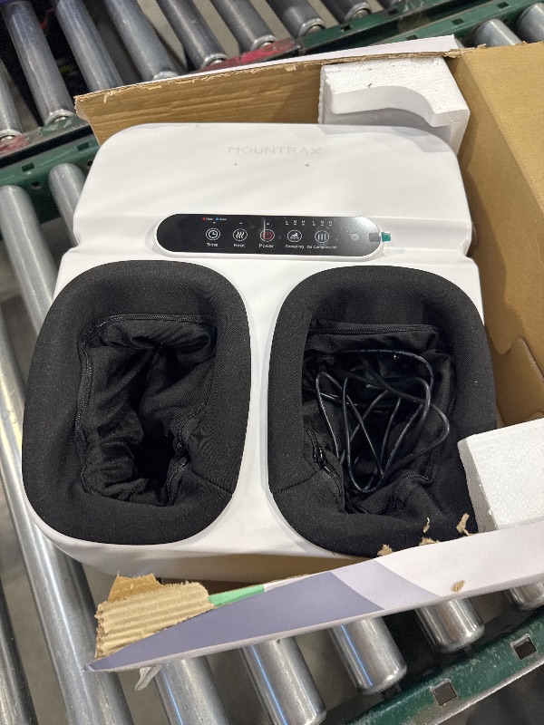 Photo 1 of MOUNTRAX Foot Massager Machine with Heat, Foot Massager for Plantar Fasciitis, Neuropathy Pain, Shiatsu Foot Massager with Remote, Fits Feet Up to Men Size 13 (White)