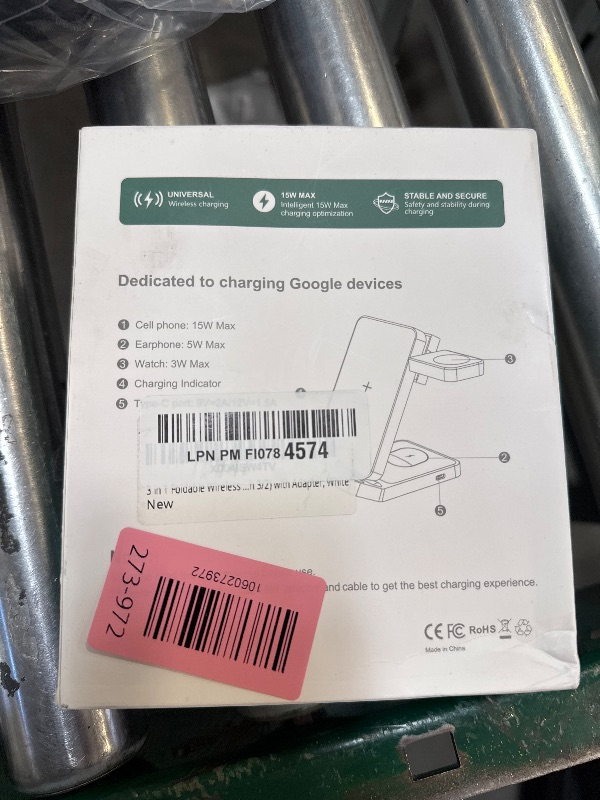Photo 1 of 3 in 1 Foldable Wireless Charger for Pixel Watch 1st(Not for Pixel Watch 4/3/2), 15W Fast Charging Station Stand for Pixel 10 Pro XL/9/8/7/6 Pro and Buds with Adapter, White