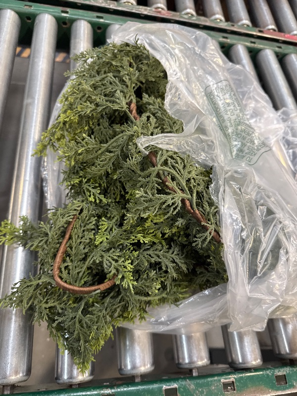 Photo 1 of 2PCS 6FT Christmas Cedar Garland with 160 Pine Tips, Realistic Faux Garland Artificial Greenery for Fireplace, Table, Wall, Indoor, Outdoor Holiday Home Decorations