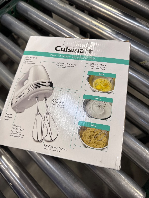Photo 1 of Cuisinart Power Advantage 5-Speed Hand Mixer, 220W-Motor Hand Blender Electric Mixer with 5 Speed Settings, Extra-Long Dishwasher-Safe Beaters, 60-Inch Swivel Cord, HM-50, White