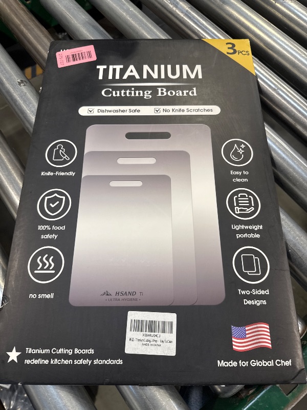 Photo 1 of 3-Pack Titanium Cutting Board Set, Non-Slip & Double-Sided Design, 100% Pure Titanium Food-Grade Non Toxic Cutting Board, Knife-Friendly, Dishwasher Safe